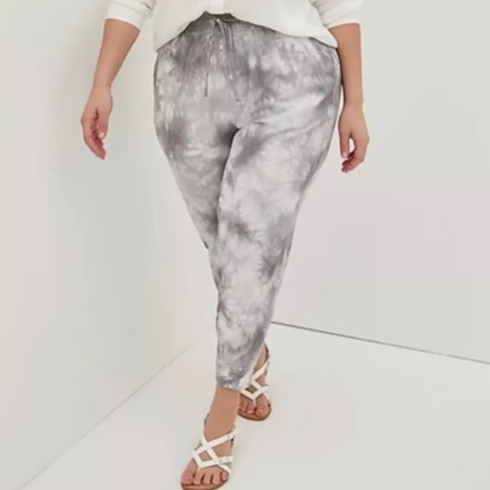 Tie Dye Relaxed Fit Stretch Challis Jogger (Grey)